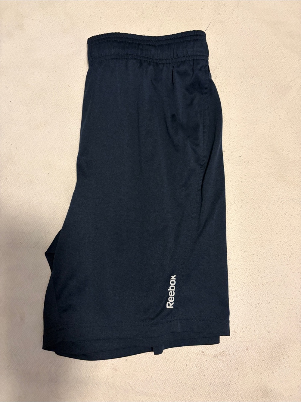 Reebok Men's Navy Athletic Shorts with White Logo
